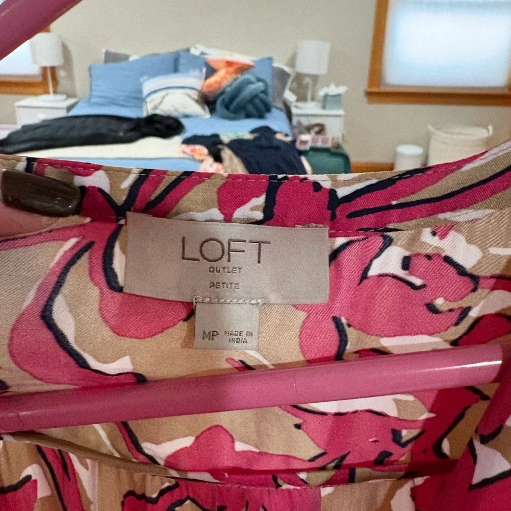 LOFT Pink and Tan Floral Mini Dress - Picture 2 of 3